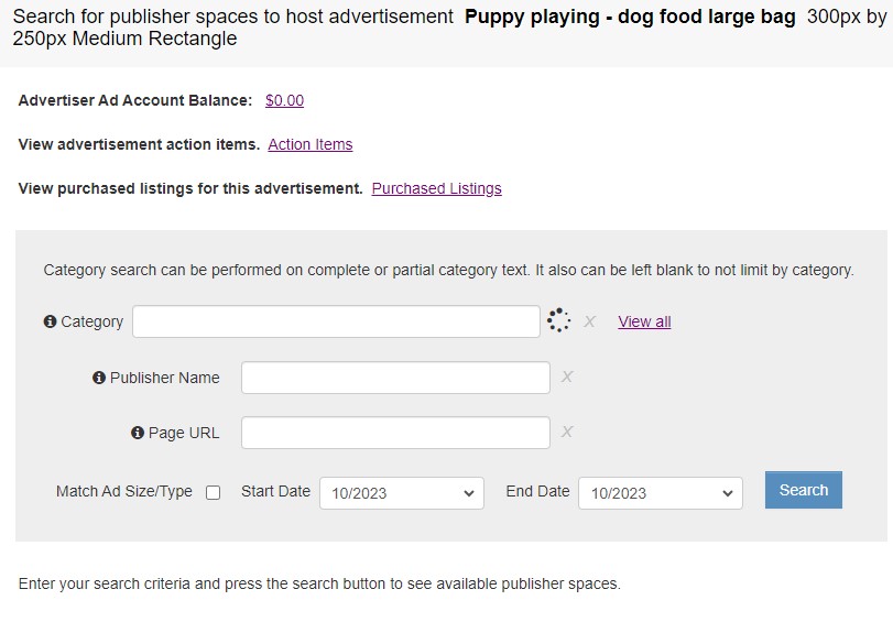 Search For Publisher Ad Spaces